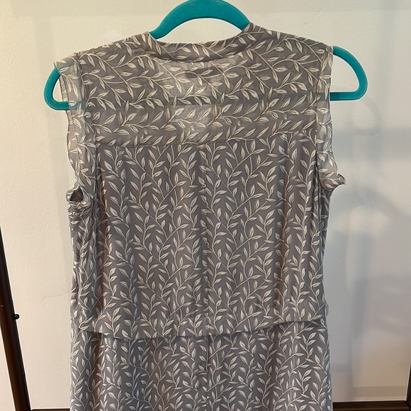 Madewell Sleeveless Button Front Leaf Print Shift Midi Dress Fully Lined Grey 2 - Picture 7 of 11